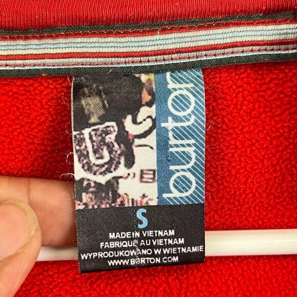 Women's Small Heavyweight Burton Fleece Performance Hood Jacket Red Full Zip Y2K - Picture 3 of 16